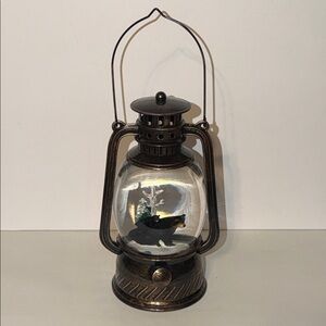 Cracker Barrel. Rustic Bronze Lantern with Bear Design (Plastic) Glitter Globe.